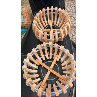 Bộ 02 cái chậu BÍ hoặc SEN  gỗ đường kính 18cm trồng hoa lan kèm 02 túi lót chậu