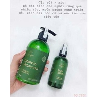 BỘ ĐÔI GIẢM RỤNG TÓC MỌC TÓC - Dầu gội bưởi kích mọc tóc Vijully 280ml + Nước xịt dưỡng tóc tinh dầu bưởi Vijully 100ml