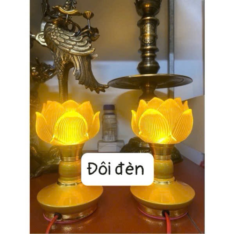 Đôi đèn lưu ly Hoa sen cao cấp 16cm