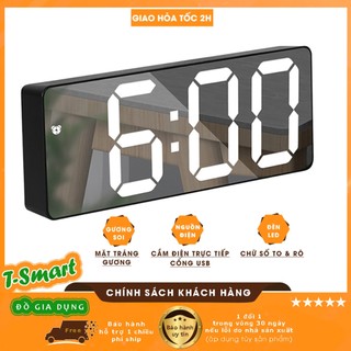 Đồng Hồ Led Mini Để Bàn Trang Trí Decor Chữ Số To, Báo Thức, Chỉnh Độ Sáng Thông Minh Tiện Lợi - Mặt Gương Soi