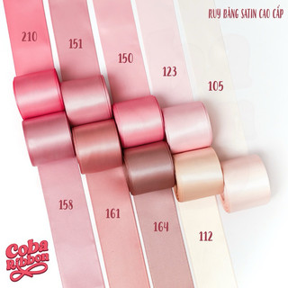 Ruy băng satin cao cấp 2 mặt  mịn mướt (Tone Hồng Pastel) - Set 5 mét