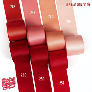 Ruy băng satin cao cấp 2 mặt  mịn mướt (Tone Đỏ) - Set 5 mét