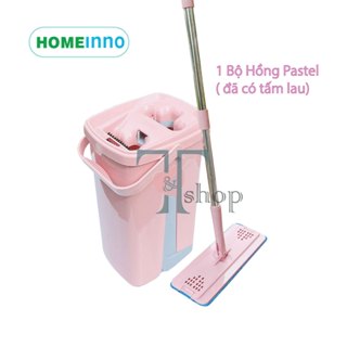 Cây Lau Nhà Tự Vắt Xả Thông Minh Thùng 2 Ngăn Homeinno Bảng Lau Chữ Nhật Xoay 360 Độ