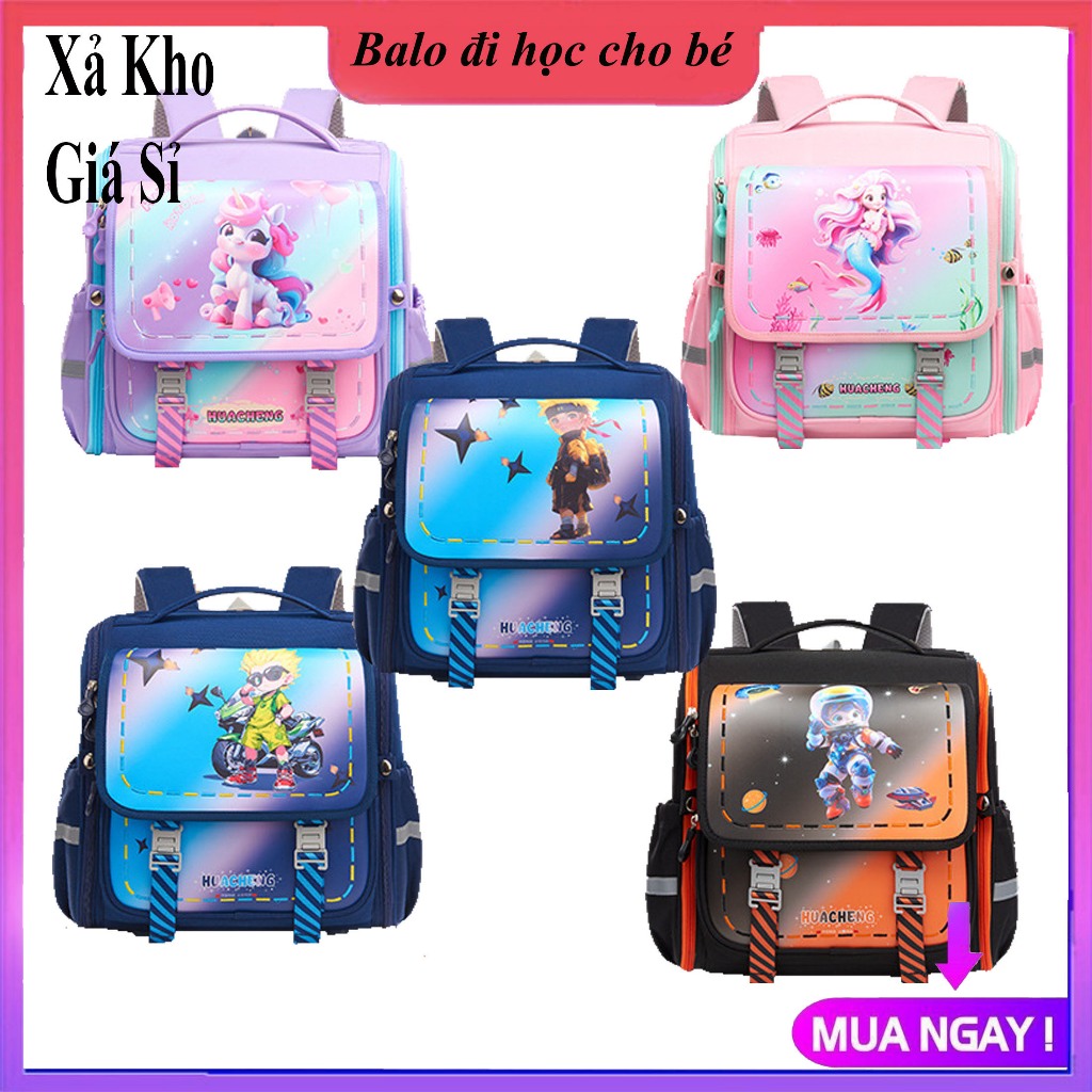 Balo/cặp chống gù lưng cao cấp hình ngựa pony, chú hổ dễ thương, Cặp sách đi học cho bé gái bé trai 