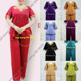 Đồ bộ thun lạnh trung niên phối ren nhiều màu
