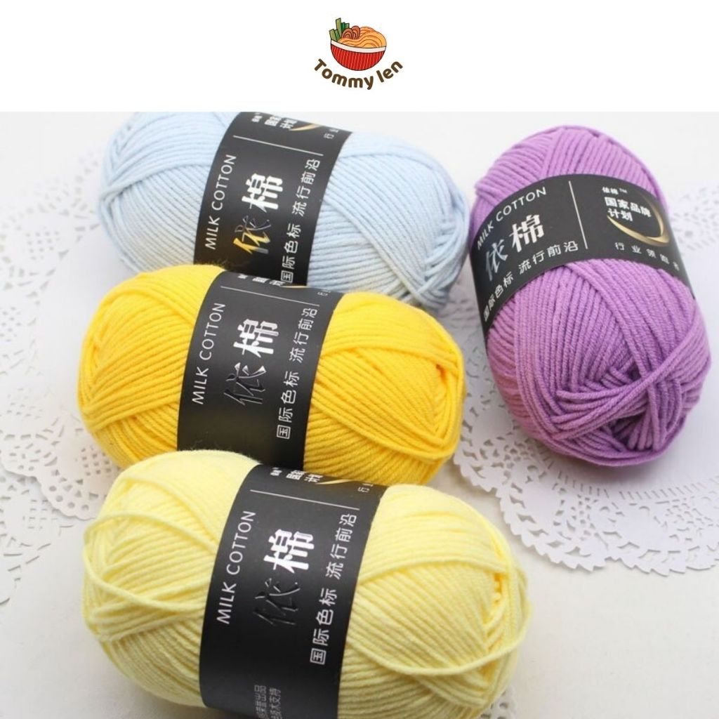 [Siêu rẻ] Len Milk Cotton Mác Đen 50g-len móc thú bông [Tommy len]