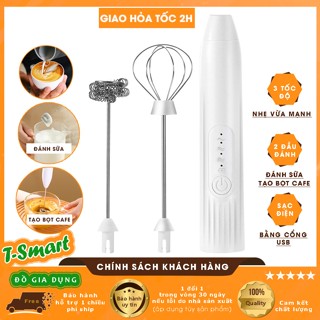 Máy Đánh Trứng, Tạo Bọt Cafe, Đánh Sữa Cầm Tay Mini 3 Tốc Độ Tiện Dụng - Kèm Dây Sạc USB