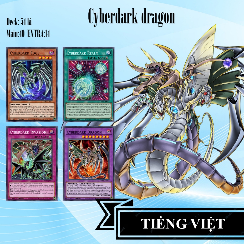 [TIẾNG VIỆT] Bài YuGiOh - Bộ 54 lá bài Cyberdark dragon - Cyberdark dragon  Deck - Card Game VN Giá 