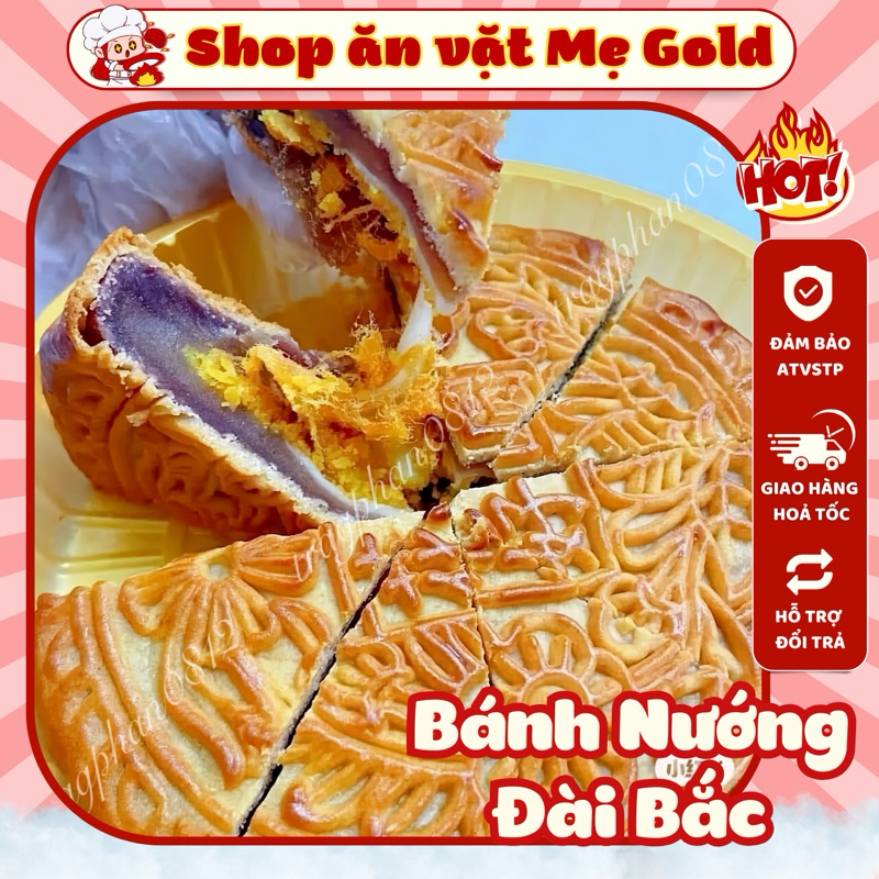  Bánh nướng mochi khoai môn trứng muối chà bông bánh Trung Thu khổng lồ  gói 500g  