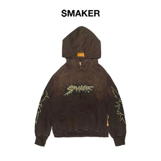 Áo hoodie washed nâu 100% cotton - vintage smaker washed hoodie in brown