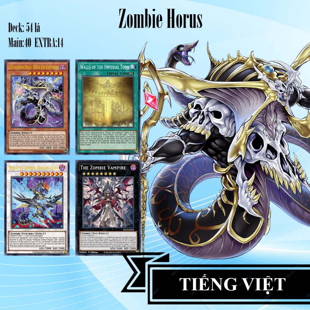[TIẾNG VIỆT] Bài YuGiOh - Bộ 54 lá bài Zombie Horus - Zombie Horus  Deck - Card Game VN Giá Rẻ