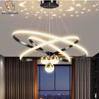 Đèn thả trần ,thả vòng trang trí phòng khách phòng ngủ hiện đại thả địa cầu led 3 chế độ sáng _ đèn led trang trí