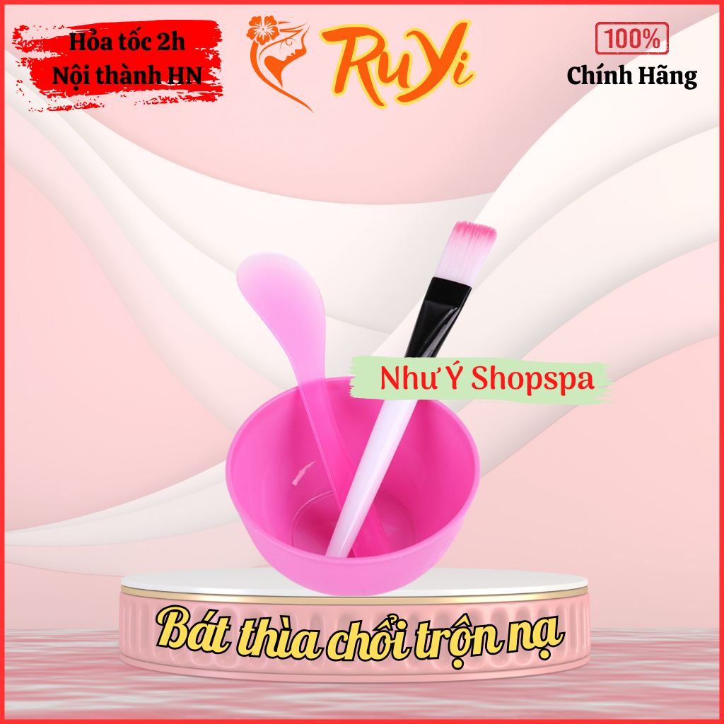 Combo bát thìa chổi dẻo đắp mặt nạ
