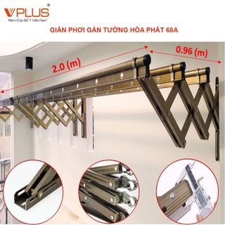 Giàn Phơi Gắn Tường Hòa Phát 68A Chính Hãng Phân Phối Bởi VPLUS Phơi Quần Áo Tiện Lợi Gọn Gàng