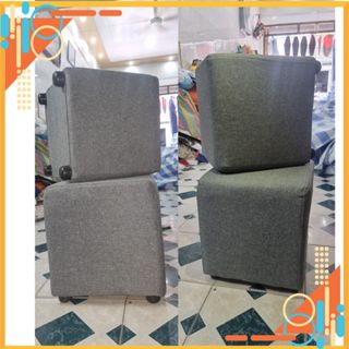 [Giá Tại Xưởng] Ghế Đôn Vuông Sofa Màu Ghi Kê Chân Ngồi, Ghế Bàn Trang Điểm Bọc Mút Nhiều Màu Sắc