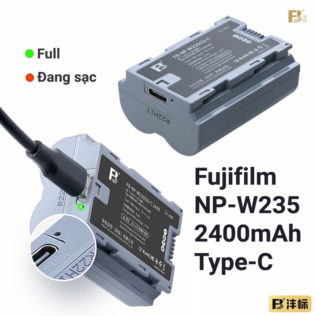 Fujifilm NP-W235 Type-C 2400mAh | Pin máy ảnh sạc trực tiếp FB Fujifilm XT4 XT5 XH2 XS20 GFX100S XH2