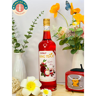 Sirup vải hoa hồng pha chếkingtea.xt- chai thủy tinh 800ml