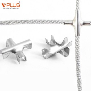 Kẹp chì (Khóa cáp) chữ thập lưới an toàn ban công cửa sổ VPLUS chắc chắn