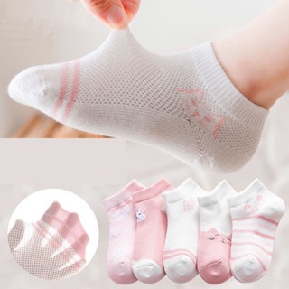 Set tất lưới cho bé gái mỏng đi hè thu đông cổ ngắn in hình đáng yêu _ Set 5 đôi