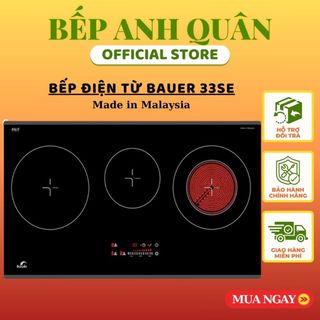 Bếp điện từ bauer be 33se | nhập khẩu nguyên chiếc malaysia | bếp 2 từ 1 hồng ngoại | bảo hành 3 năm