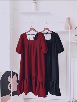 Váy bầu đuôi cá cổ vuông chất liệu đũi lụa B016-01