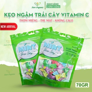 Kẹo Ngậm Trái Cây Không Đường Vitamin C Mát Lạnh Mix 12 Vị Trái Cây Túi 70G