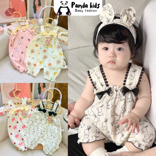 Bodysuit Cho Bé Gái, Set Body Kèm Mũ Tai Thỏ Chất Xô Muslin Mềm Mịn Thoáng Mát Dễ Thương