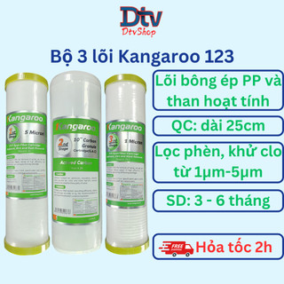 Bộ 3 lõi lọc nước Kangaroo số 123, lõi lọc nước sinh hoạt 3 cấp chính hãng - DTVSHOP