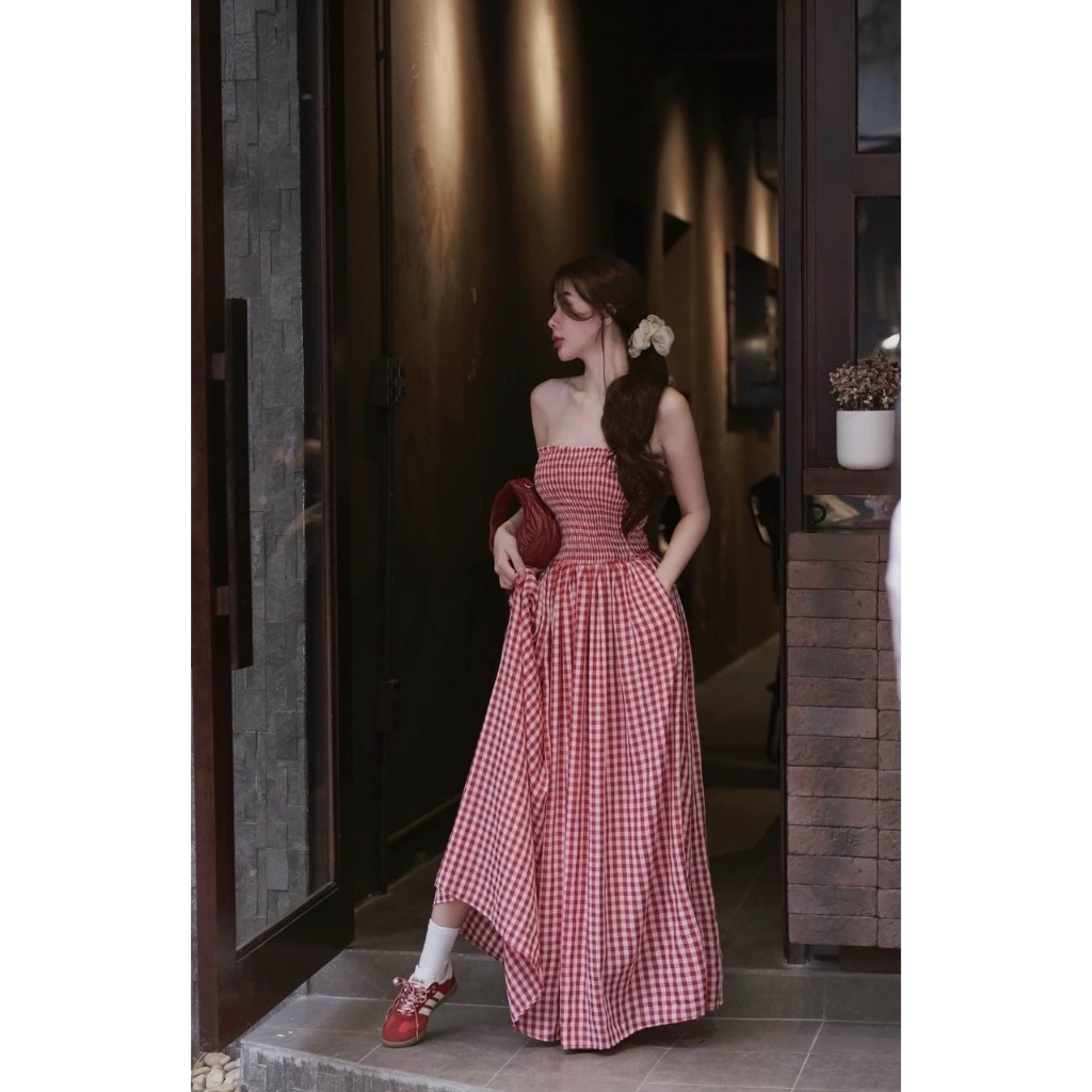 Đầm ống cúp ngực nhún thun dáng xòe trắng đen, đầm váy maxi bo chun dáng xòe thiết kế sang chảnh cho nàng đi biển-MP | BigBuy360 - bigbuy360.vn