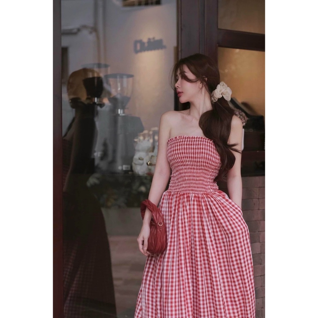 Đầm ống cúp ngực nhún thun dáng xòe trắng đen, đầm váy maxi bo chun dáng xòe thiết kế sang chảnh cho nàng đi biển-MP | BigBuy360 - bigbuy360.vn