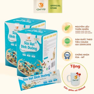 Combo 2 hộp sữa hạt dinh dưỡng Quê Việt (không đậu nành) + tặng 1 cốc gốm sứ Bát Tràng - Hộp 500G (20 túi x 25G)