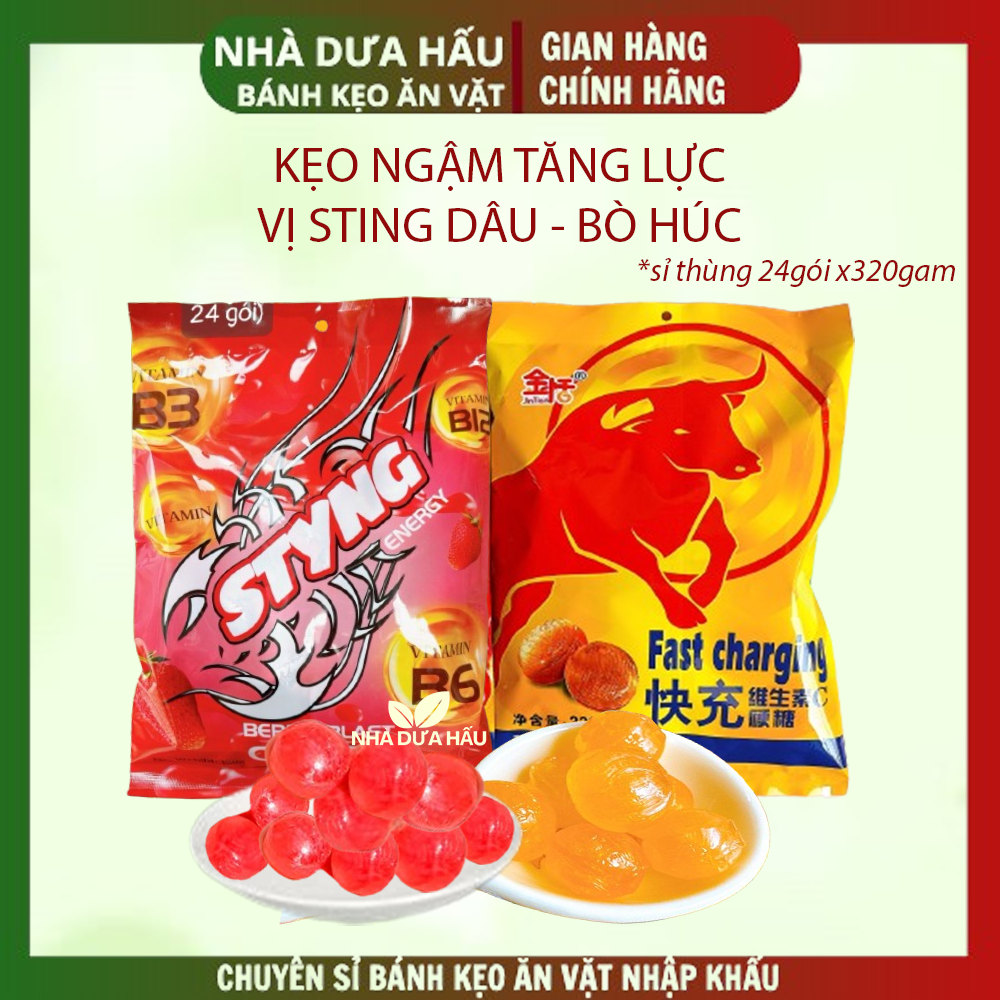 [320gam] Kẹo ngậm vị STING/ BÒ HÚC/ MIX VỊ  tăng lực Fast Charging