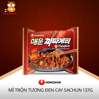 (5 Gói) Mì Tương Đen Cay Nongshim Chapaghetti Spicy, Mì Trộn Tương Đen Cay Hàn Quốc, Mì Sachun 137Gr-[농심-수출] 사천짜파게티(멀티)