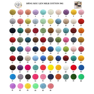 Len milk cotton mác đen 50g (Full bảng màu)