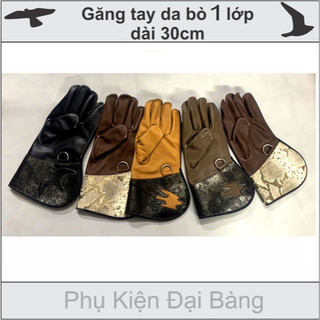 Găng tay da bò 1 lớp chim diều hâu trắng tặng chuông