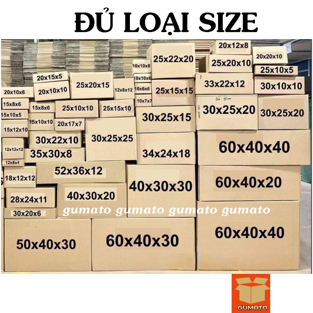 Hộp carton đóng hàng full size, thùng carton hộp giấy gói hàng giá rẻ Gumato
