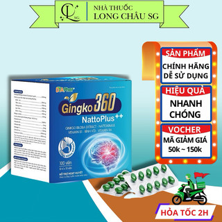 Viên bổ não Gingko 360 DTA ,Hoạt huyết dưỡng não, giảm đau đầu, chóng mặt, buồn nôn hộp 100 viên