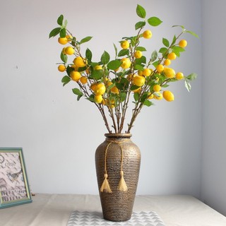 Cành Chanh Loại 1 Thân Mốc Sần Đẹp Giống Thật 99%, Cành 6 Quả Cao 75cm, Phù Hợp Trang Trí Nhà Cửa_Hoàn Hoa Lụa