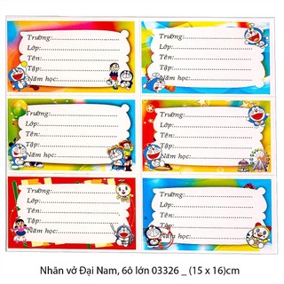 [MUA SỈ GIẢM 10%] Nhãn vở Đại Nam, 6ô lớn 03326, (4.5 x 7.5)cm (5 tờ/bịch = 30 nhãn) (Mẫu ngẫu nhiên tùy từng đợt hàng)