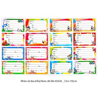 [MUA SỈ GIẢM 10%] Nhãn vở học sinh decal Đại Nam, (4.5 x7)cm, 8ô lớn 03324 (Mẫu ngẫu nhiên) (5 tờ/bịch = 40 nhãn)
