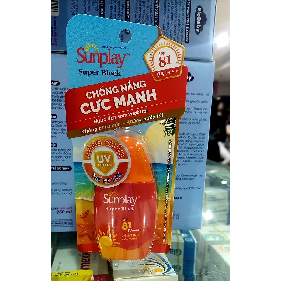 Sunplay Super Block SPF81, PA++++30g: Sữa chống nắng cực mạnh , kem chống nắng hiệu quả sunplay