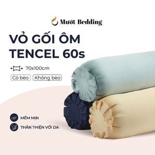 Vỏ gối ôm lụa tencel 60s size 35x100cm màu trơn, nhiều màu, dây kéo khoá mướt bedding
