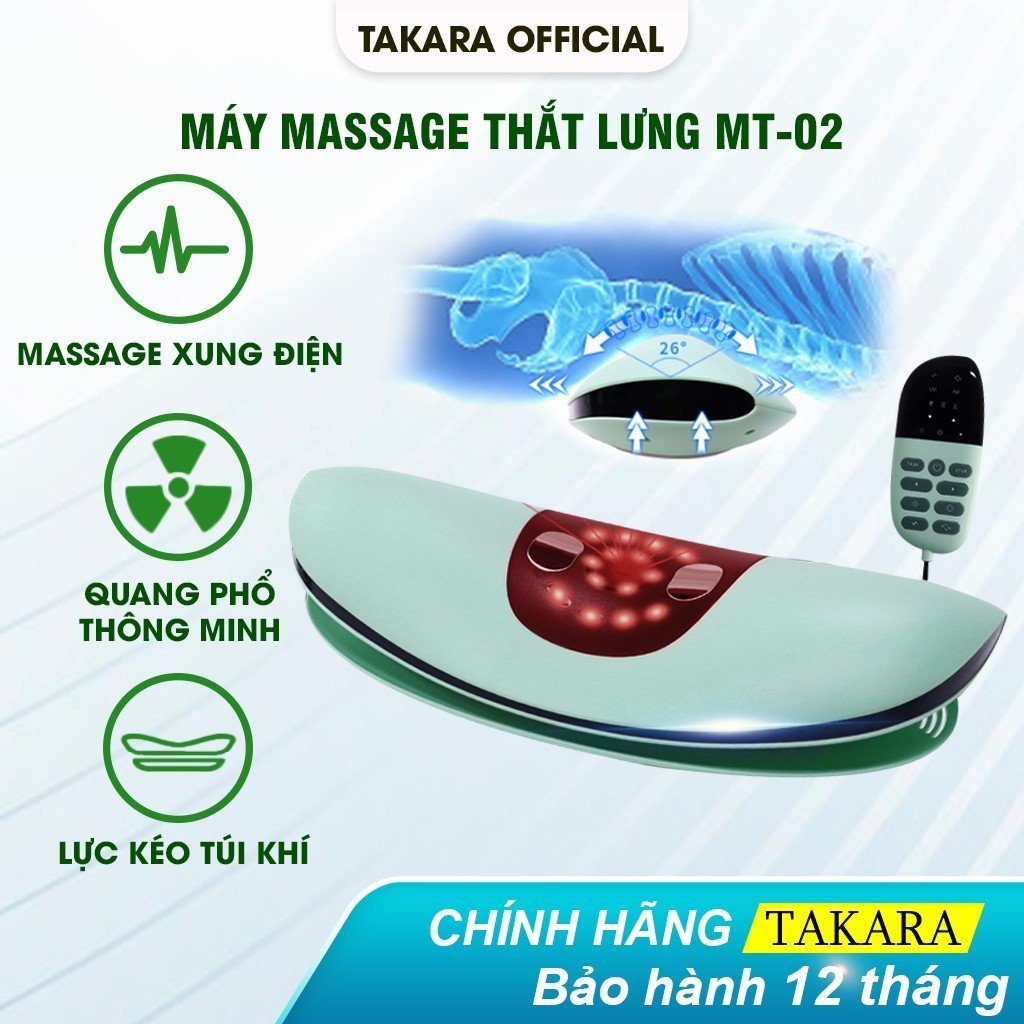 Máy Massage Lưng, Mát Xa Trị Liệu TAKARA MT-02 Với Chế Độ Nén Nóng Và Rung Eo Giảm Đau Mỏi Thắt Lưng Cột Sống