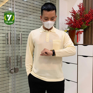  Áo Mông Tơ Ghi Nam Dài Tay - Montagut Trơn Có Túi Ngực 