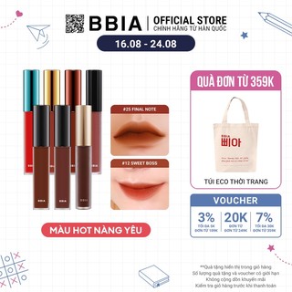 Son Kem Lì Bbia Last Velvet Lip Tint - Màu HOT Nàng Yêu (02, 12, 25, 38, A6, 45, 39) 5g - Bbia Official Store