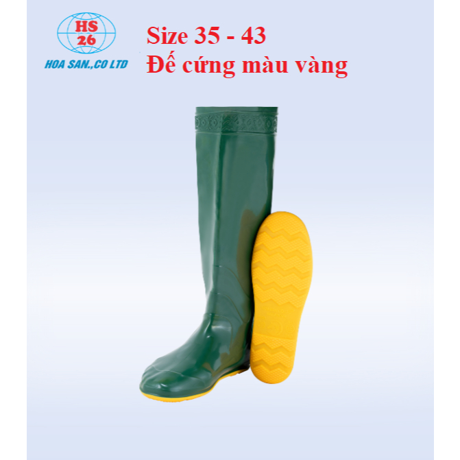 [ĐẾ DÀY] Ủng đi cấy ngắn Hoa San đế vàng cứng size 35-43, ủng lửng đến đầu gối đế cứng, ủng hái rau
