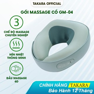 Gối Massage Cổ Cao Cấp TAKARA GM-04, Máy Mát Xa Cổ Chữ U Với 3 Mức Nhiệt Chườm Nóng Giảm Đau Mỏi