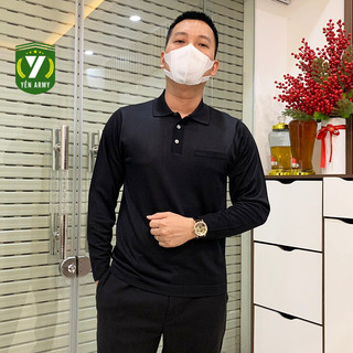  Áo Mông Tơ Ghi Nam Dài Tay - Montagut Trơn Có Túi Ngực 