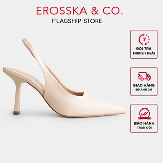 Erosska - Giày cao gót dáng Slingback mũi nhọn cao 9cm màu kem - EH041