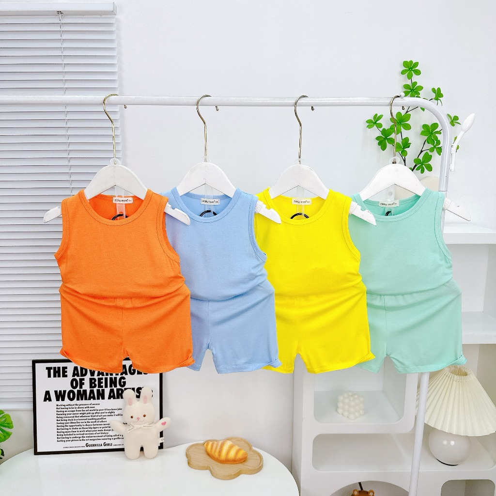 Bộ Ba Lỗ THUN LẠNH MINKY MOM Màu Trơn Cho Bé BL-TR01